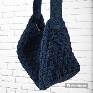 👜Simons Boho Crochet Navy Blue Bag